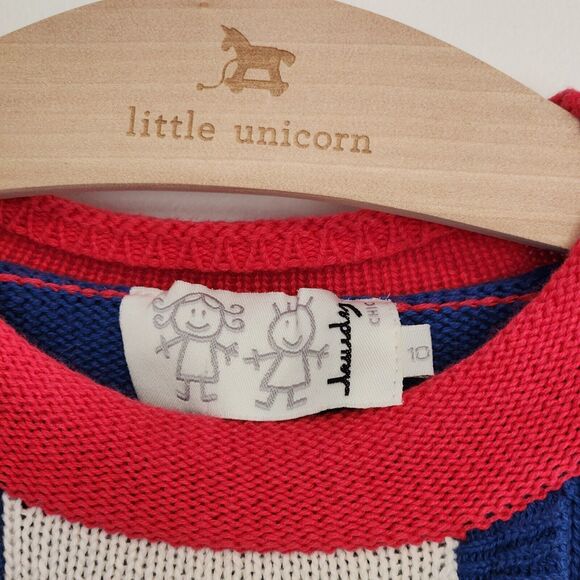 Girls Size 10 Blue And Pink Puppy Dog Ruffle Sweater Dress - Picture 3 of 6